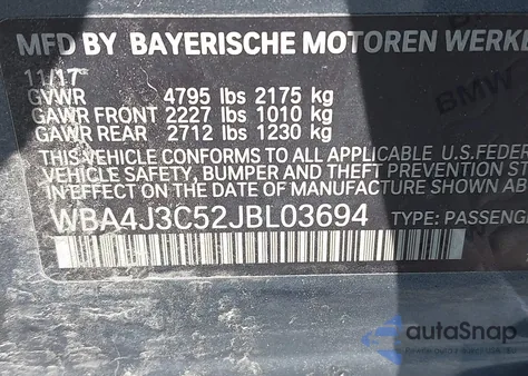 2018 BMW 430I Gran Coupe xDrive from USA, damaged, VIN WBA4J3C52JBL03694